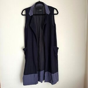 Rococo Collection Duster Vest Sleeveless Open‎ Front Eyelet Lace Collar Cardigan